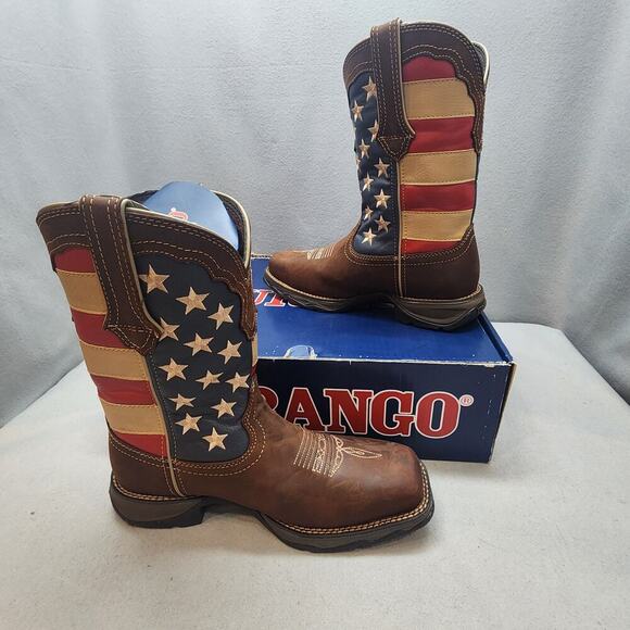 NIB Durango Women's Size 8.5M Lady Rebel Patriotic Flag Work Boot - Steel Toe - Picture 1 of 11